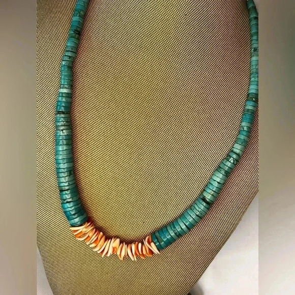 Vintage Jacla jocla Pueblo reishi Turquoise Navajo native american Necklace 74g - Picture 10 of 15